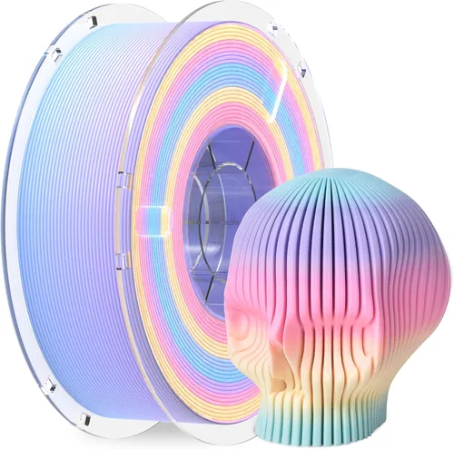 Vista 13 de Silk Rainbow 3D Printer Filament 1.75mm Multi-Color PLA Filament Fast Color Change Candy Color 3D Printing Filament, 1kg Spool Color caramelo