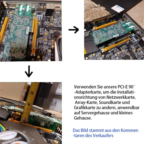 Vista 3 de WLGQ Tarjeta vertical PCIE X8 macho a hembra, adaptador PCI Express PCI-E 8X izquierdo de 90 grados, adecuado para servidor, escritorio