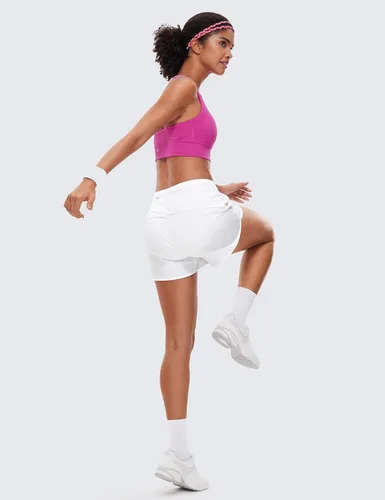 Vista 3 de Crz Yoga Pantalones cortos, ligeros, entrenamiento deportivo, para mujer, forro de 2.54 pulgadas, secado rápido, pantalones cortos de elastano