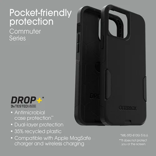 Vista 12 de OtterBox Commuter Series - Funda para iPhone 13 Pro Max y iPhone 12 Pro Max, negro