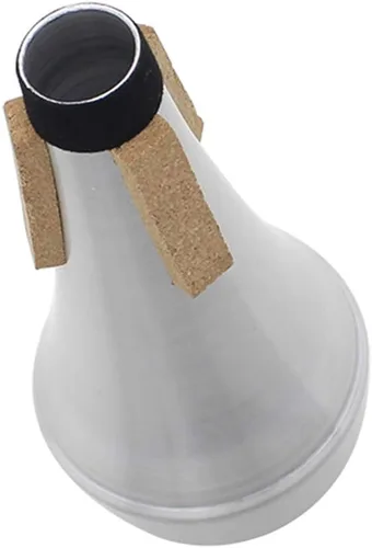Vista 7 de Trompeta Mute Tiras de corcho Aleación de aluminio Práctica Copa Trompeta Corneta Straight Silenciador Silenciador de silencio para practicar