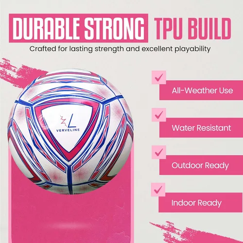 Vista 3 de Soccer Ball Size 4 for Youth & Adult Azul y rosa