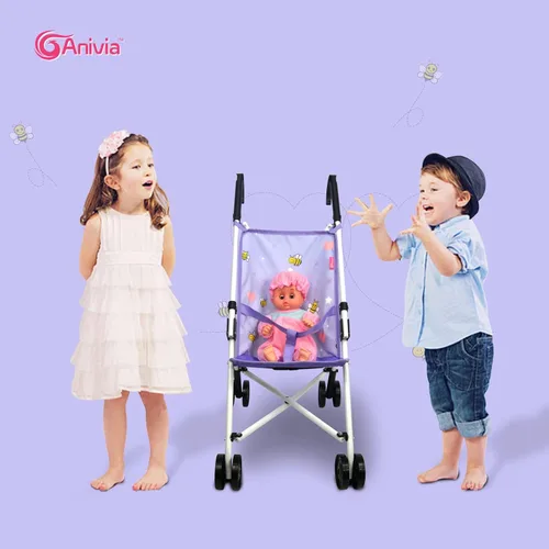 Vista 3 de Anivia Colección de Cochecitos de Juguete Cochecito de Muñecas Accesorios de Muñeca para Niños Pequeños 1-3 Diseño de Corazón Regalos para Niños