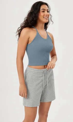 Vista 4 de ODODOS - Camiseta corta sin mangas, camisola con tejido acanalado, sin costuras, para mujer, paquete de 3unidades