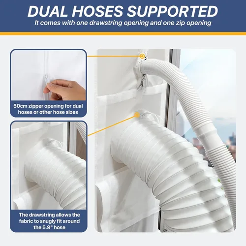 Vista 6 de LOVIGA Kit de ventilación portátil para puerta corrediza de CA, 100% Puerta corredera de 25x232cm