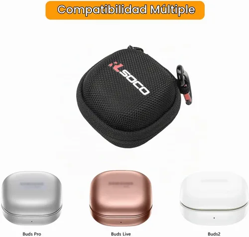 Vista 2 de RLSOCO Funda de transporte para Samsung Galaxy Buds Core/Galaxy Buds FE/Galaxy Buds 2 Pro/Galaxy Buds Pro/Galaxy Buds 2/Galaxy Buds Live True Negro
