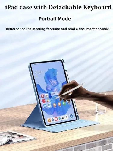 Vista 5 de Funda para iPad de 9ª/8ª/7ª generación con teclado de 10.2 pulgadas, cubierta inteligente giratoria con teclado Bluetooth magnético desmontable