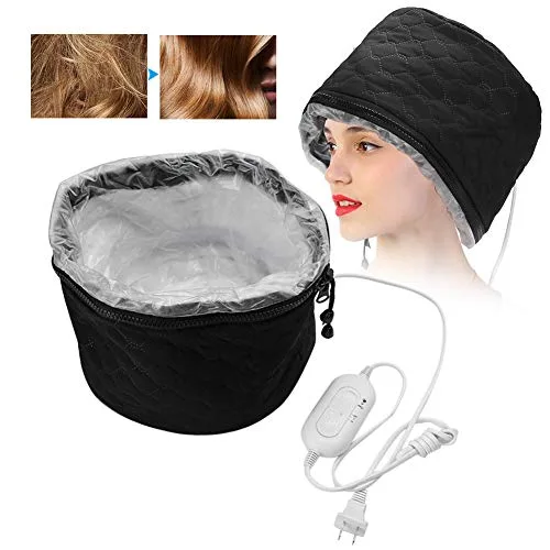 Vista 2 de Vaporizador eléctrico para cabello negro, tratamiento de cuero cabelludo acondicionador profundo con calor térmico, aceite caliente en casa