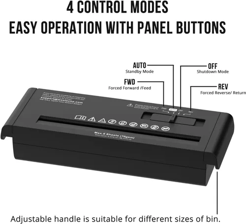 Vista 3 de Suntiko 6-Sheet Strip Cut Portable Home Paper Shredder no Basket Negro