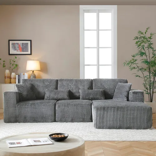Vista 20 de Sofás seccionales de nube deshuesada de 95 pulgadas para sala de estar, cómodo y esponjoso sofá de espuma viscoelástica en forma de L, sofá modular