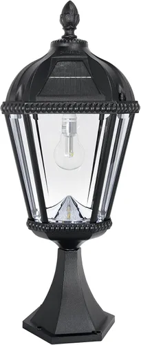 Vista 11 de Gama Sonic Luz solar de poste para exteriores, aluminio negro, bombilla Royal, vidrio Rain Water, lámpara individual con adaptador de 3 pulgadas