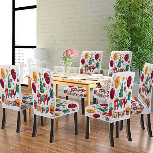 Vista 25 de CAPSCEOLL Christmas Dining Chair Covers,Snowflakes Festive Winter Pattern Stretch Chair Covers for Dining Room Set of 2 Washable Spandex Parson