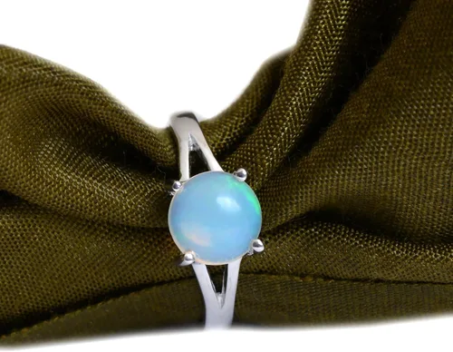 Vista 2 de Anillo de mujer de ópalo etíope de fuego natural de 1.40 quilates en plata de ley 925, Plata de ley Piedra preciosa ópalo etíope Plata de ley, Ópalo