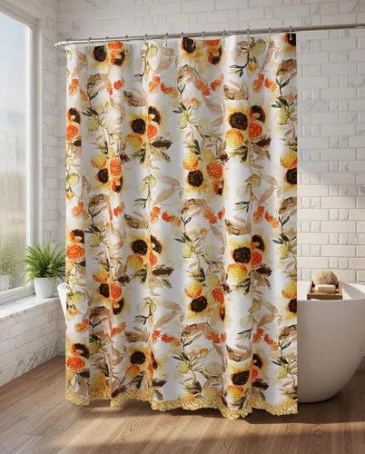 Vista 23 de Greenland Home Fashions Cortina de ducha de tela Sensations, decoración elegante para el baño, lavable a máquina, 72 pulgadas x 72 pulgadas, Atlantis