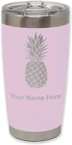 Vista 25 de LaserGram Vaso aislado al vacío de 20 onzas, piña, grabado personalizado incluido (negro)