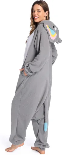 Vista 5 de DELEY Unisex Elephant Costume Adult Onesie, One Piece Pajamas, Halloween Cosplay Costumes Homewear Jumpsuit