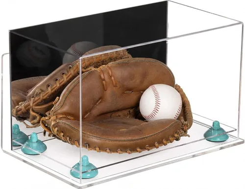 Vista 106 de Better Display Cases Vitrina de guantes de béisbol de acrílico transparente con elevadores negros (A011/V16)