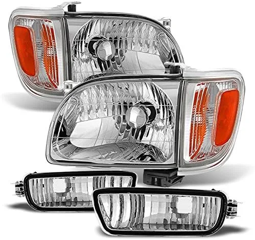 Vista 6 de AKKON - Para faros delanteros negros 01-04 Toyota Tacoma Pickup Truck Faros delanteros + Luces de señal de esquina Juego de 4 piezas