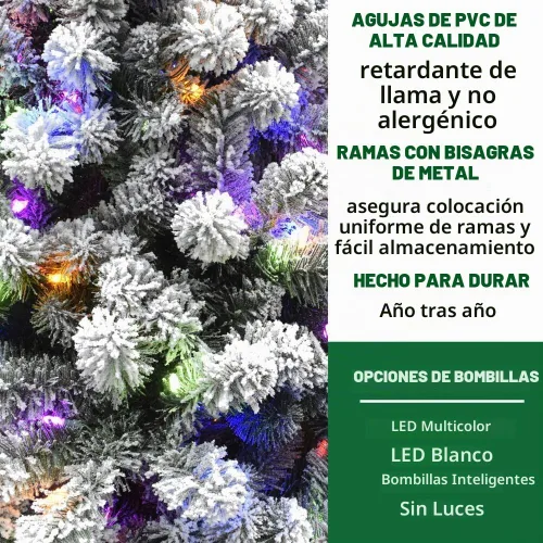Vista 7 de Fraser Hill Farm - Árbol de Navidad artificial de pino de Alaska de 7.5 pies, aterciopelado, con luces LED multicolores duales y blancas cálidas