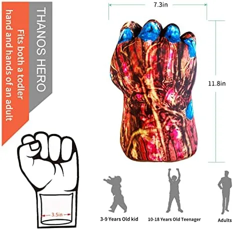 Vista 3 de Thanos Hero Gloves for Kids illuOKey Thanos Hand Superhero Gloves Ideal for Cosplay Halloween Christmas Birthday Gift