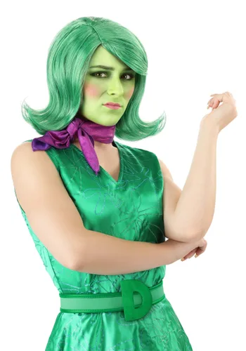 Vista 6 de Kit de disfraz para mujer Disney Inside Out Disgust con peluca, bufanda y cinturón Multicolor