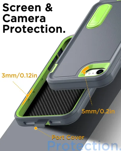 Vista 6 de AICase Funda protectora militar resistente para iPhone SE 3ª generación (2022), 2ª (2020), iPhone 8/7/6 con soporte integrado con protector