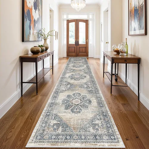 Vista 74 de YOUFORTONG Alfombra Lavable de 2 x 3 Pulgadas para Entrada: Alfombra Antideslizante Vintage para Interiores con Respaldo de Goma para Sala de Estar