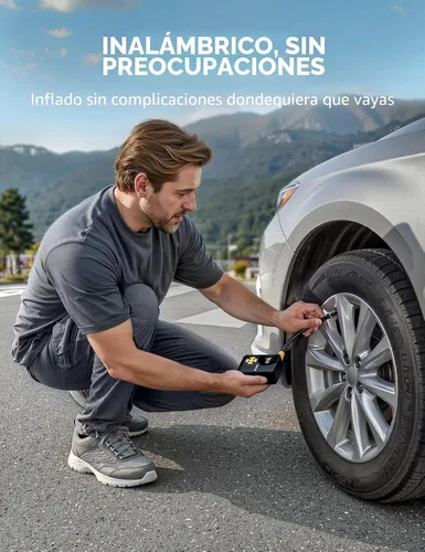 Vista 6 de AstroAI L7 Mini Inflador de Neumáticos Compresor de Aire Portátil, 150 PSI Bomba de Aire Inalámbrica para Neumáticos de Coche con Luces LED