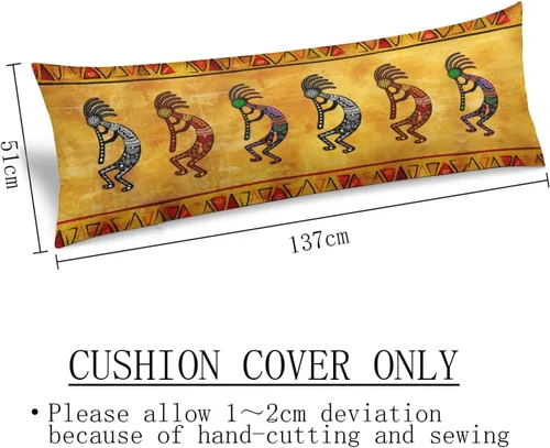 Vista 3 de Funda de almohada de cuerpo rústico del suroeste nativo americano Kokopelli étnico tribal largo protector con cremallera, fundas de almohada