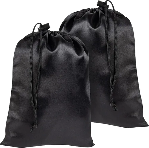 Vista 6 de PALTERWEAR Bolsas de satén lisas con cordón y palanca para artículos delicados - Lencería, pelucas, zapatos, seda (negro, 7 x 9 pulgadas)
