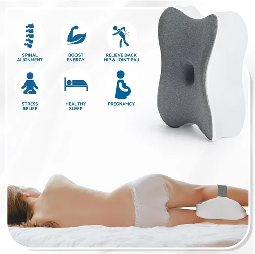 Vista 7 de Almohada larga de rodilla para personas que duermen de lado entre las piernas, almohada de espuma viscoelástica para dormir de lado con correa