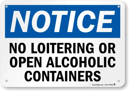 Vista 5 de Etiqueta de SmartSign con texto "Notice - No Loitering o Open Alcoholic Containers" 5" x 7" 3M Reflectante Laminado Vinilo