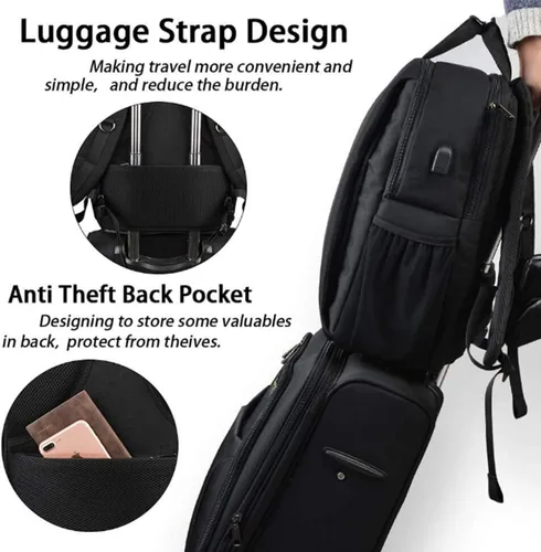 Vista 7 de CADeN Mochila para cámara DSLR, impermeable, antirrobo, con compartimento para laptop de 15.6 pulgadas, puerto de carga USB, soporte para trípode
