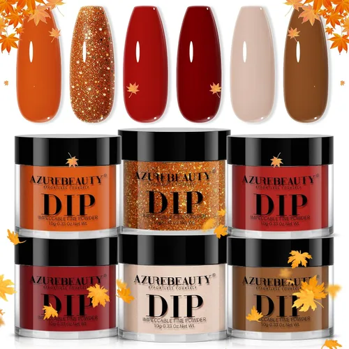 Vista 12 de AZUREBEAUTY Juego de Polvo de Inmersión de 6 Piezas Rubor Gelatina Degradado, Polvo de Inmersión Natural Arte de Uñas Francés Kit de Inicio