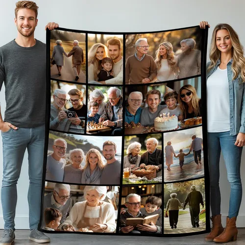 Vista 12 de Mantas personalizadas con 1 foto y texto impreso en Estados Unidos Manta personalizada con imagen de 30 x 40 pulgadas Mantas personalizadas