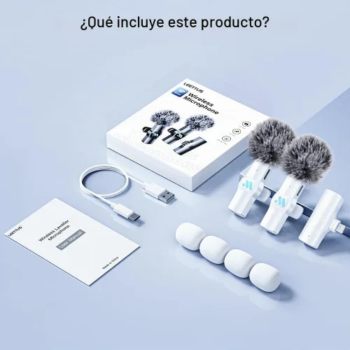Vista 6 de Leettus 2pcs Micrófono Inalámbrico Lavalier para iPhone iPad Grabación de Video, Mini Micrófono para Transmisión en Vivo de Juegos, Entrevistas