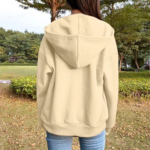 Vista 4 de Comigeewa Sudaderas con cremallera para mujer de manga larga Tops sólidos sudadera ligera novedad con capucha bolsillos