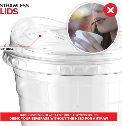 Vista 4 de Vasos de plástico transparente de 24 onzas con tapas desechables, taza Togo con tapa para sorber sin popote para batidos, café helado, limonada