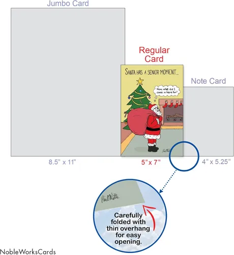 Vista 7 de NobleWorks 12 Divertidas Tarjetas de Felicitación de Navidad en Caja a Granel con Sobres de 5 x 7 Pulgadas (1 Diseño, 12 de Cada Una) Santa's Senior
