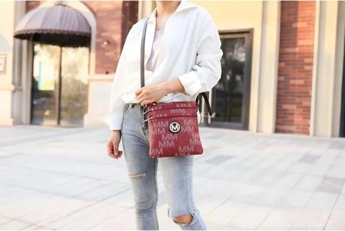 Vista 2 de MKF - Bolso cruzado para mujer - Bolso bandolera de piel sintética con triple cremallera - Bolso cruzado de bolsillo, correa para el hombro