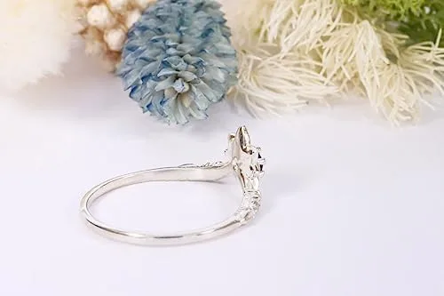 Vista 2 de Unique womens Black stone engagement ring in 925 silver, nature promise ring, women proposal ring, black stone ring, elegant ring for her