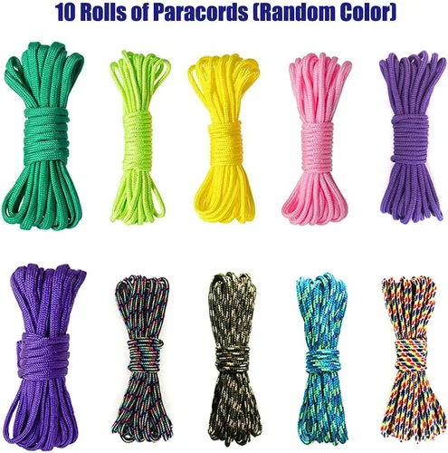 Vista 3 de Afantti Kit de pulsera de cuerda de paracaídas con accesorios de paracaídas 10 cuerdas para hacer pulseras de niña