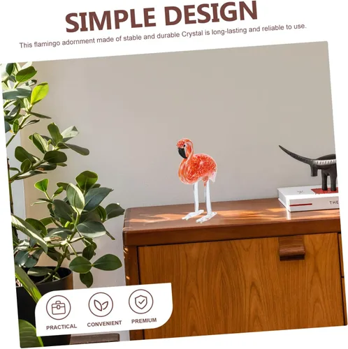 Vista 2 de Decoración de flamenco Ornamento de vidrieras Cristal Flamingo Modelo Escritorio único Dec