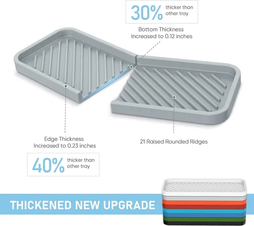 Vista 2 de EG-SIPRO Soporte de esponja de silicona, bandeja organizadora para fregadero de cocina, organizador de esponja para mostrador de baño, soporte
