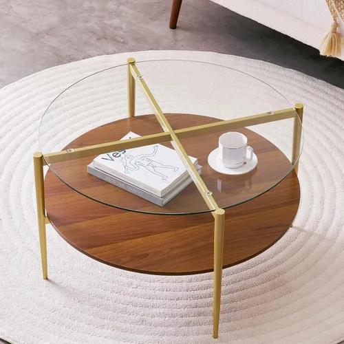Vista 20 de LumFurn Mesa auxiliar redonda de cristal, mesa de sofá de diseño moderno de mediados de siglo para sala de estar, 18 pulgadas de diámetro x 23