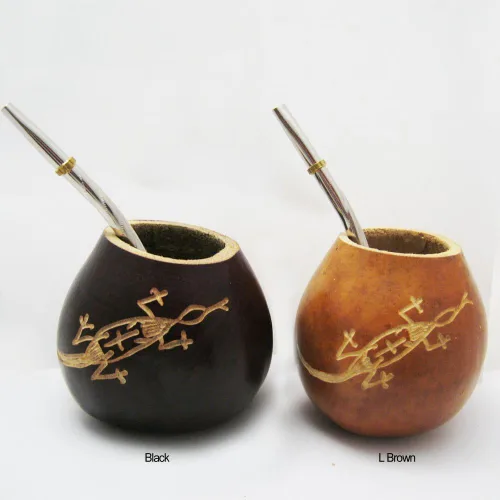 Vista 5 de LIZARD MATE GOURD YERBA TAZA DE TÉ CON BOMBILLA DE PAJA BEBIDA DESTOX HECHA A MANO 1734