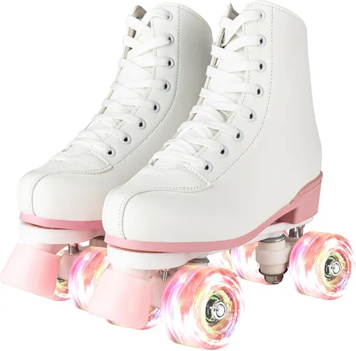 Vista 9 de Patines unisex de doble fila, cuatro ruedas, patines altos, patrón de rayos, para principiantes, mujeres, hombres, niños y niñas