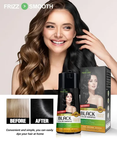Vista 4 de Herbishh Champú de color para cabello gris – Fórmula enriquecida con queratina y flor de forro polar tubérculo – Cobertura total de canas, fácil