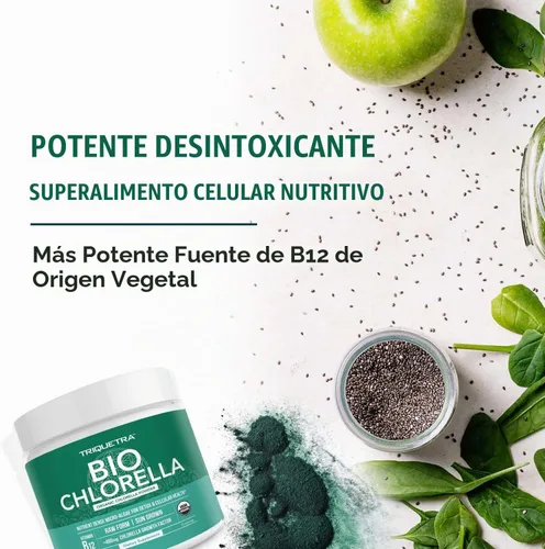 Vista 5 de Polvo orgánico de Chlorella - Cruda y cultivada al sol - Algas verdes densas en nutrientes con CGF (factor de crecimiento de Chlorella), apoya