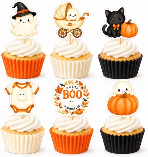 Vista 10 de ALISSAR 36 piezas de adornos para cupcakes de Apple Baby Shower